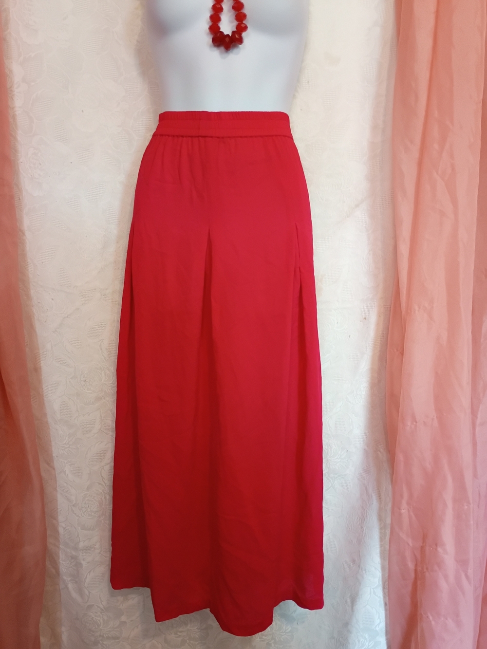 Carole Little Red Silk Maxi Skirt - Women's Classic Design Sz 10